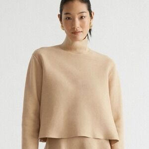 Tuckernuck Womens L Kimberly Mock Neck Cropped Sweater Camel‎ Knit NWT Capsule